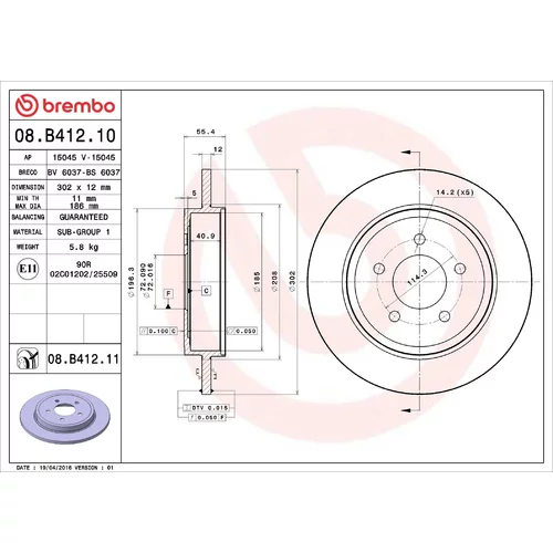 Brzdový kotúč BREMBO 08.B412.10