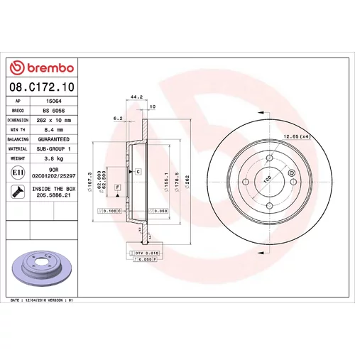 Brzdový kotúč BREMBO 08.C172.10