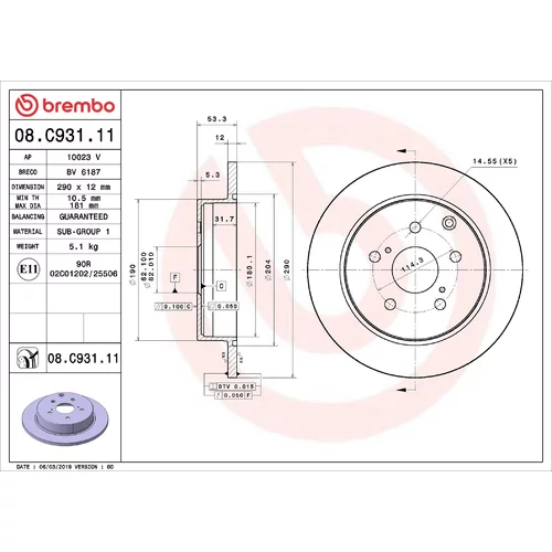 Brzdový kotúč BREMBO 08.C931.11