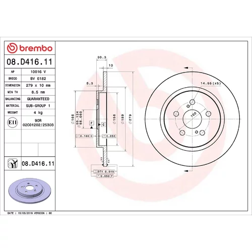Brzdový kotúč BREMBO 08.D416.11
