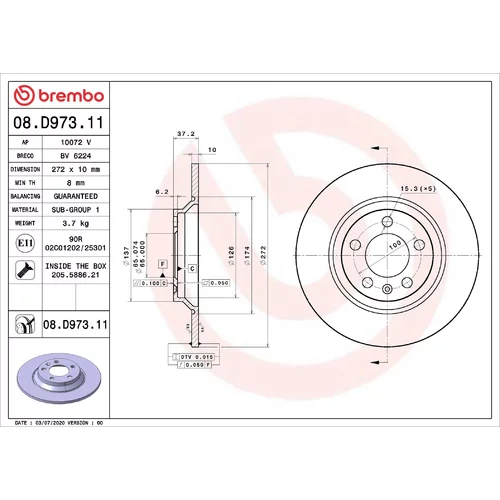 Brzdový kotúč BREMBO 08.D973.11