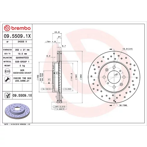 Brzdový kotúč BREMBO 09.5509.1X