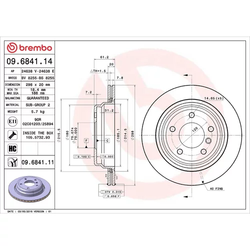 Brzdový kotúč BREMBO 09.6841.14