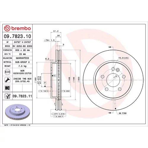Brzdový kotúč BREMBO 09.7823.11