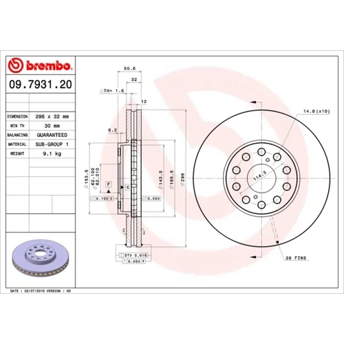 Brzdový kotúč BREMBO 09.7931.20