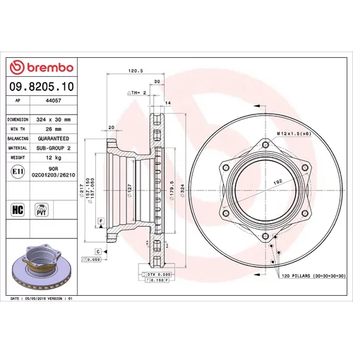 Brzdový kotúč BREMBO 09.8205.10