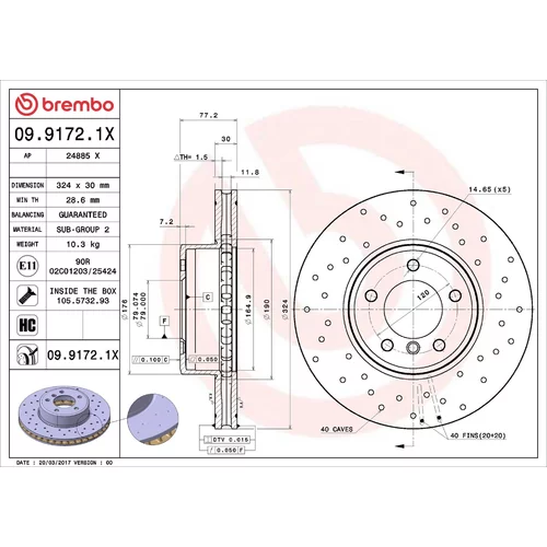 Brzdový kotúč BREMBO 09.9172.1X