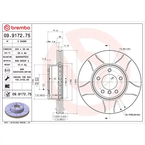 Brzdový kotúč BREMBO 09.9172.75