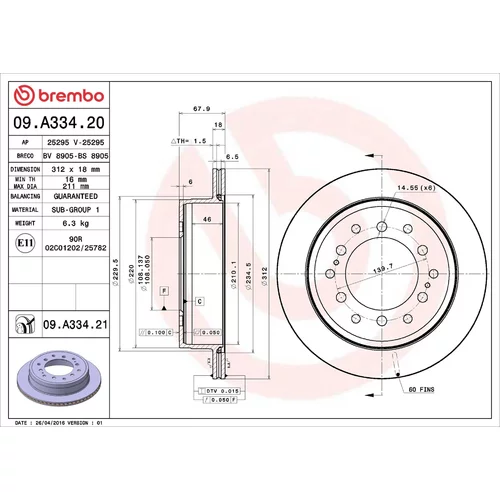 Brzdový kotúč BREMBO 09.A334.20
