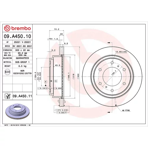 Brzdový kotúč BREMBO 09.A450.11