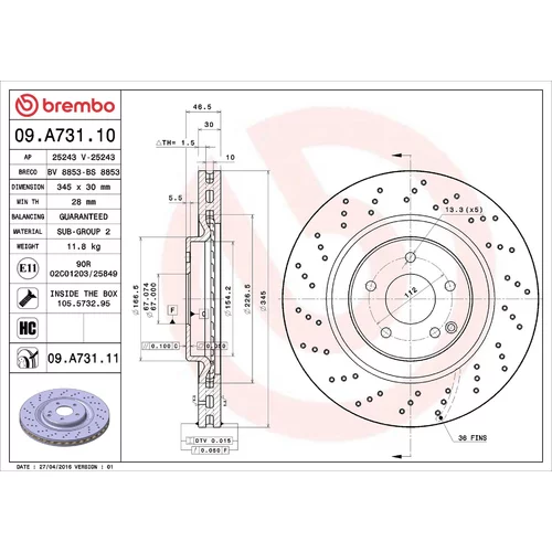 Brzdový kotúč BREMBO 09.A731.11