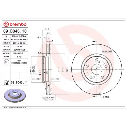 Brzdový kotúč BREMBO 09.B043.11