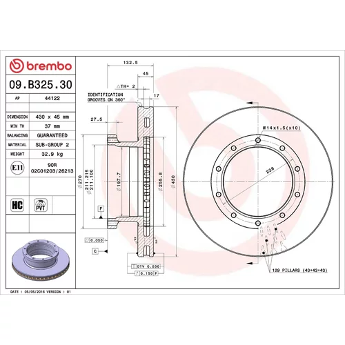 Brzdový kotúč BREMBO 09.B325.30