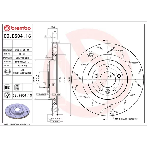 Brzdový kotúč BREMBO 09.B504.1S