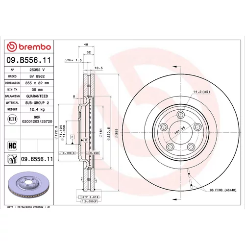 Brzdový kotúč BREMBO 09.B556.11