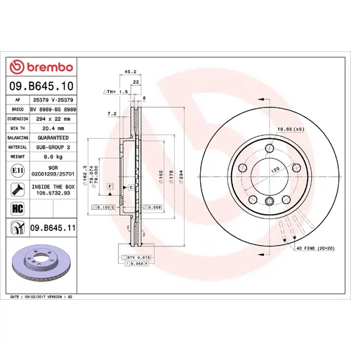 Brzdový kotúč BREMBO 09.B645.11