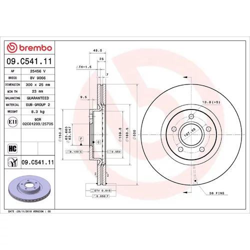Brzdový kotúč BREMBO 09.C541.11
