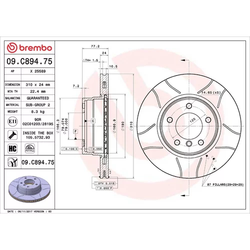 Brzdový kotúč BREMBO 09.C894.75