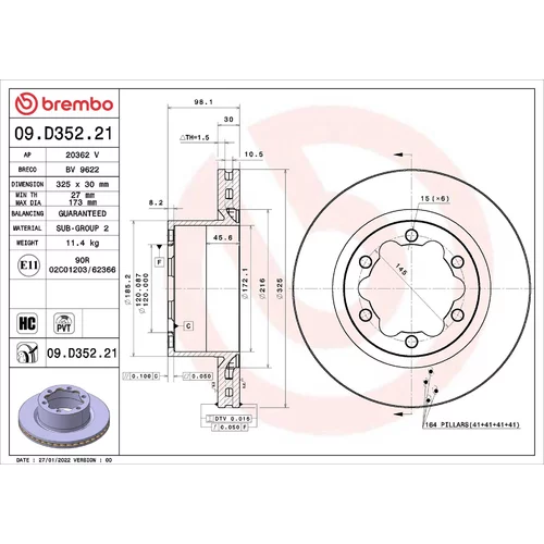 Brzdový kotúč BREMBO 09.D352.21