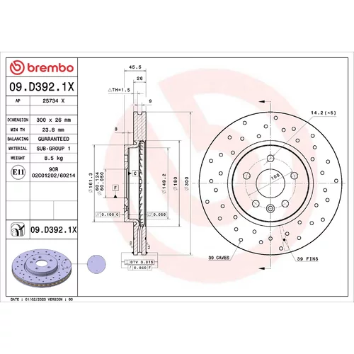 Brzdový kotúč BREMBO 09.D392.1X