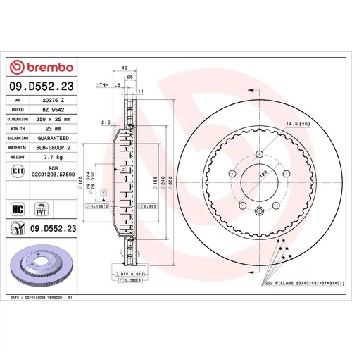 Brzdový kotúč BREMBO 09.D552.23