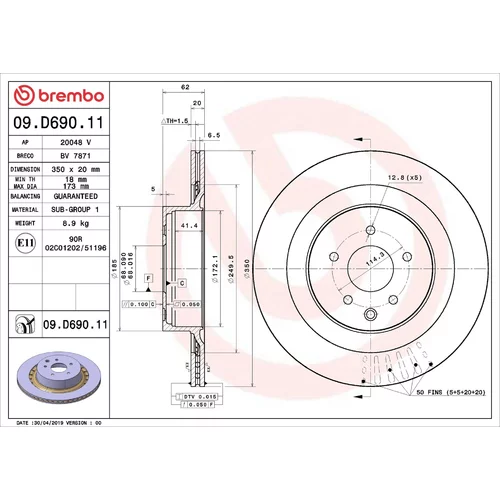 Brzdový kotúč BREMBO 09.D690.11