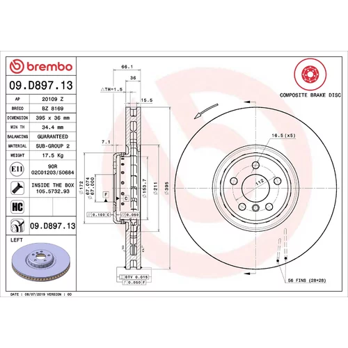 Brzdový kotúč BREMBO 09.D897.13