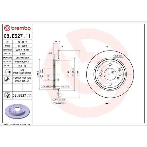 Brzdový kotúč BREMBO 09.E528.11