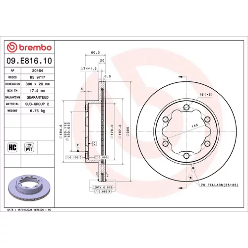 Brzdový kotúč BREMBO 09.E816.10