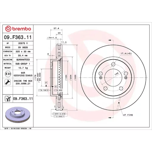 Brzdový kotúč BREMBO 09.F363.11