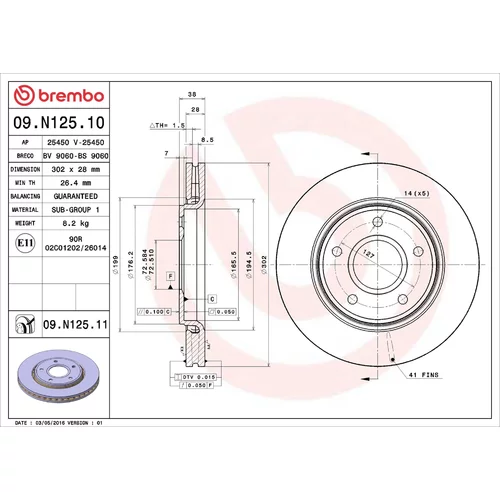 Brzdový kotúč BREMBO 09.N125.11