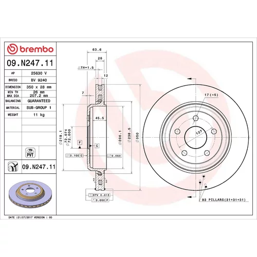 Brzdový kotúč BREMBO 09.N247.11