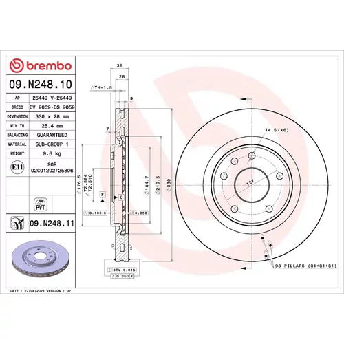 Brzdový kotúč BREMBO 09.N248.11