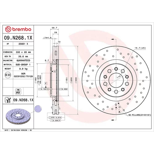 Brzdový kotúč BREMBO 09.N268.1X