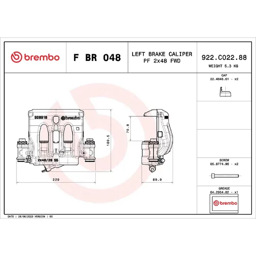Brzdový strmeň F BR 048 /BREMBO/ - obr. 1