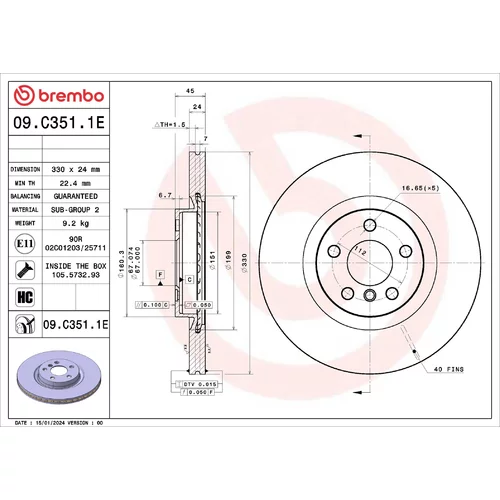 Sada bŕzd, Kotúčová brzda BREMBO KT 08 062