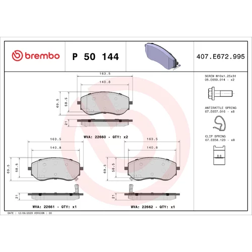 Sada brzdových platničiek kotúčovej brzdy P 50 144 /BREMBO/