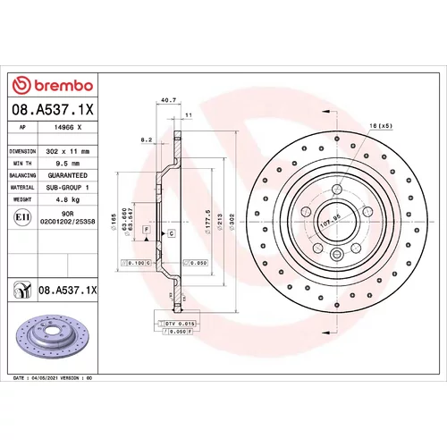 Brzdový kotúč BREMBO 08.A537.1X
