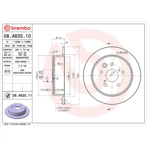 Brzdový kotúč BREMBO 08.A635.10