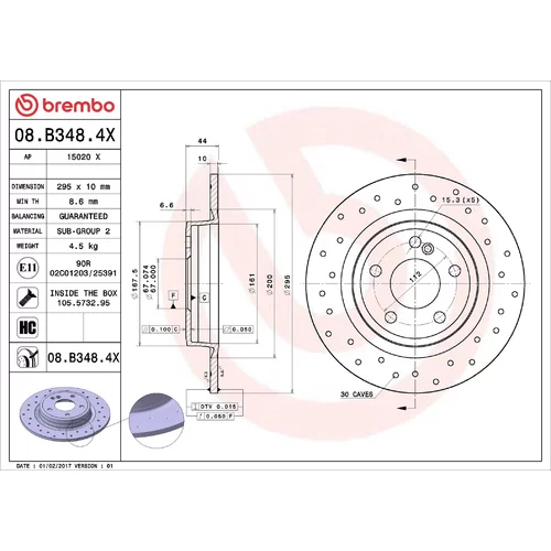 Brzdový kotúč BREMBO 08.B348.4X