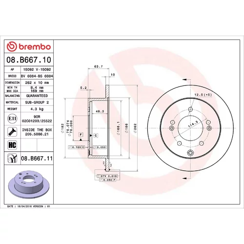 Brzdový kotúč BREMBO 08.B667.11