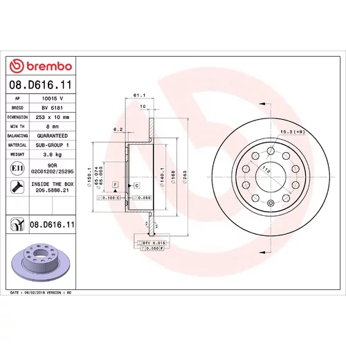Brzdový kotúč BREMBO 08.D616.11