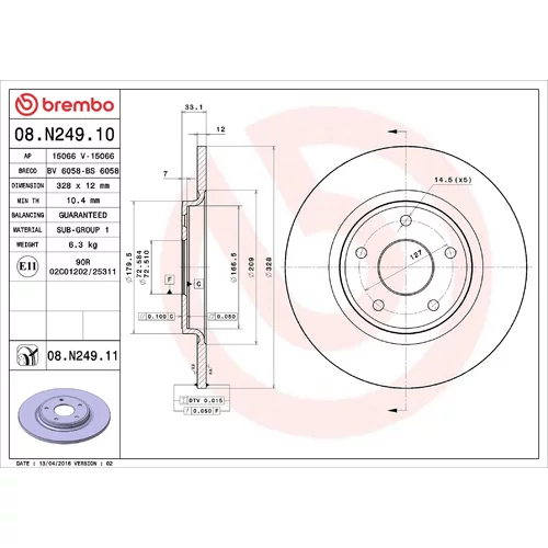 Brzdový kotúč BREMBO 08.N249.11