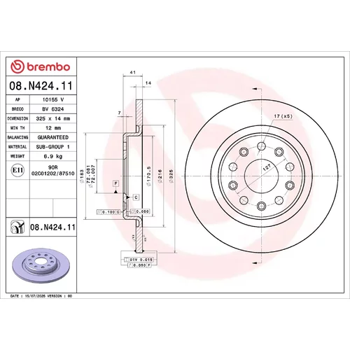 Brzdový kotúč BREMBO 08.N424.11