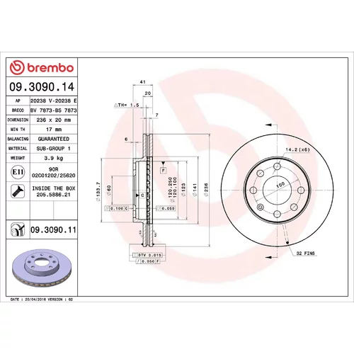 Brzdový kotúč BREMBO 09.3090.11