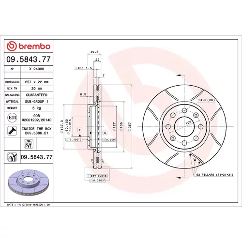 Brzdový kotúč BREMBO 09.5843.77