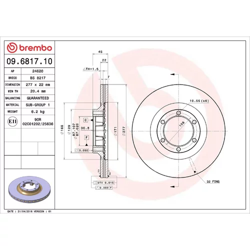 Brzdový kotúč BREMBO 09.6817.10