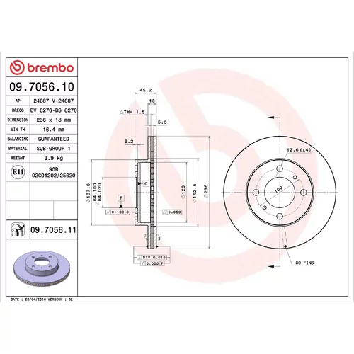 Brzdový kotúč BREMBO 09.7056.10