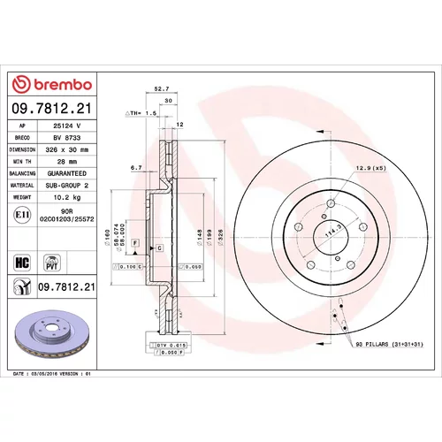 Brzdový kotúč BREMBO 09.7812.21
