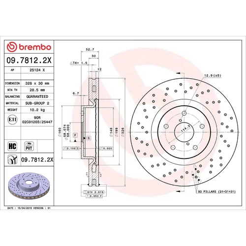 Brzdový kotúč BREMBO 09.7812.2X